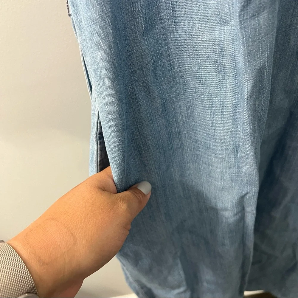 Gap Blue Short Sleeve Chambray Midi Cotton Dress with Belt Size Small - Picture 7 of 10